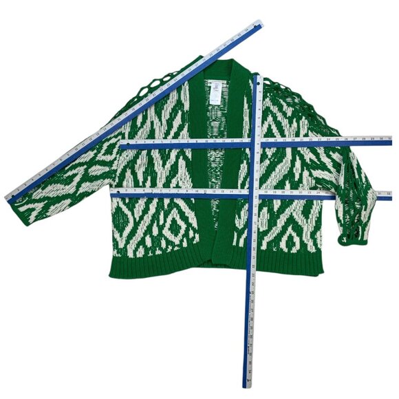 Anthropologie Krisha Cardigan Sweater S Green Crochet Trim - Picture 8 of 16